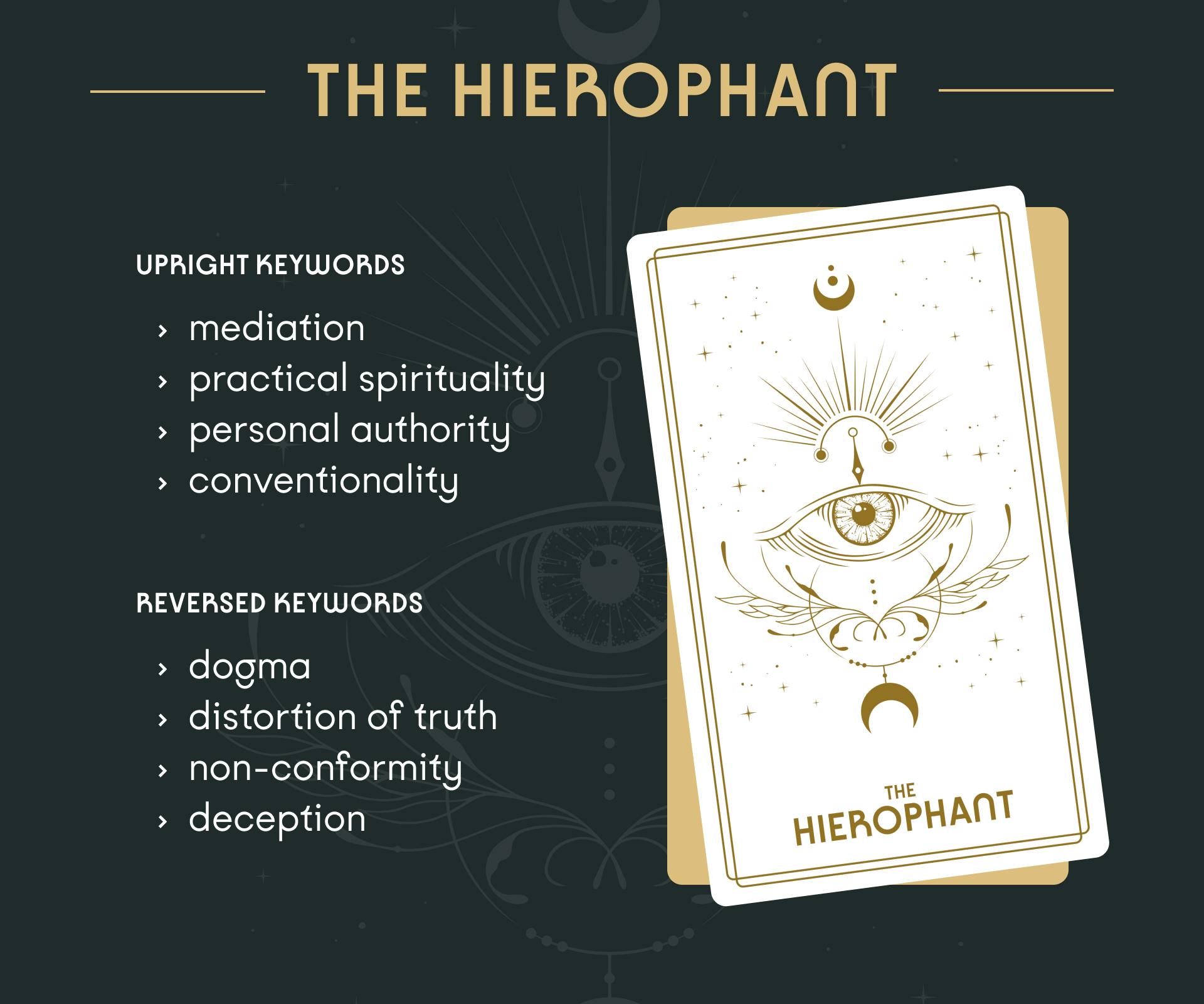 The Hierophant Tarot Card Upright and Reversed Keywords