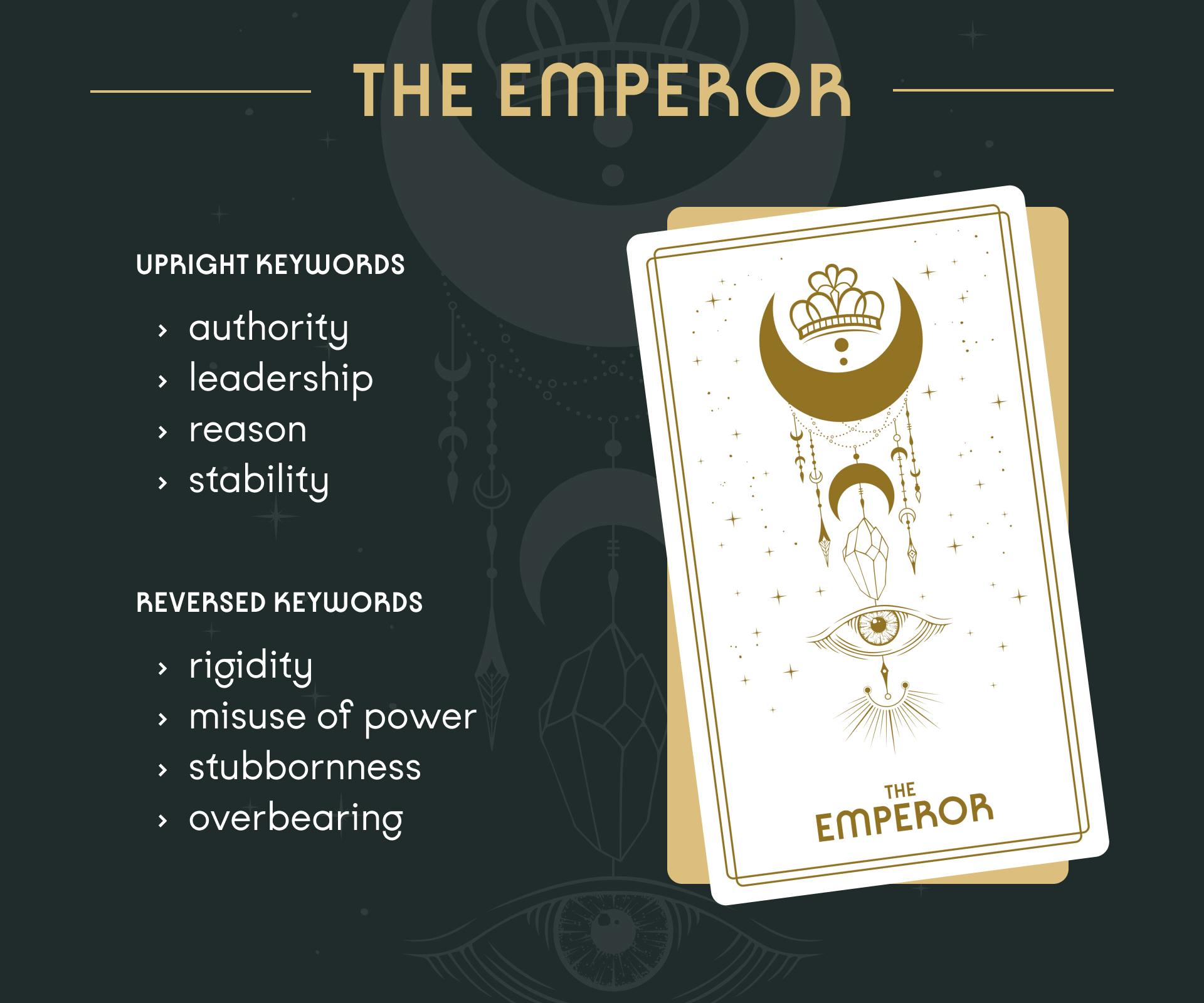 The Emperor Tarot Card Upright and Reversed Keywords