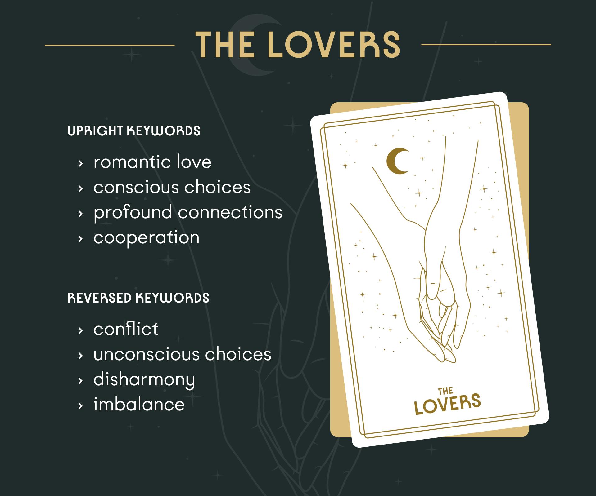 The Lovers Tarot Card Upright and Reversed Keywords